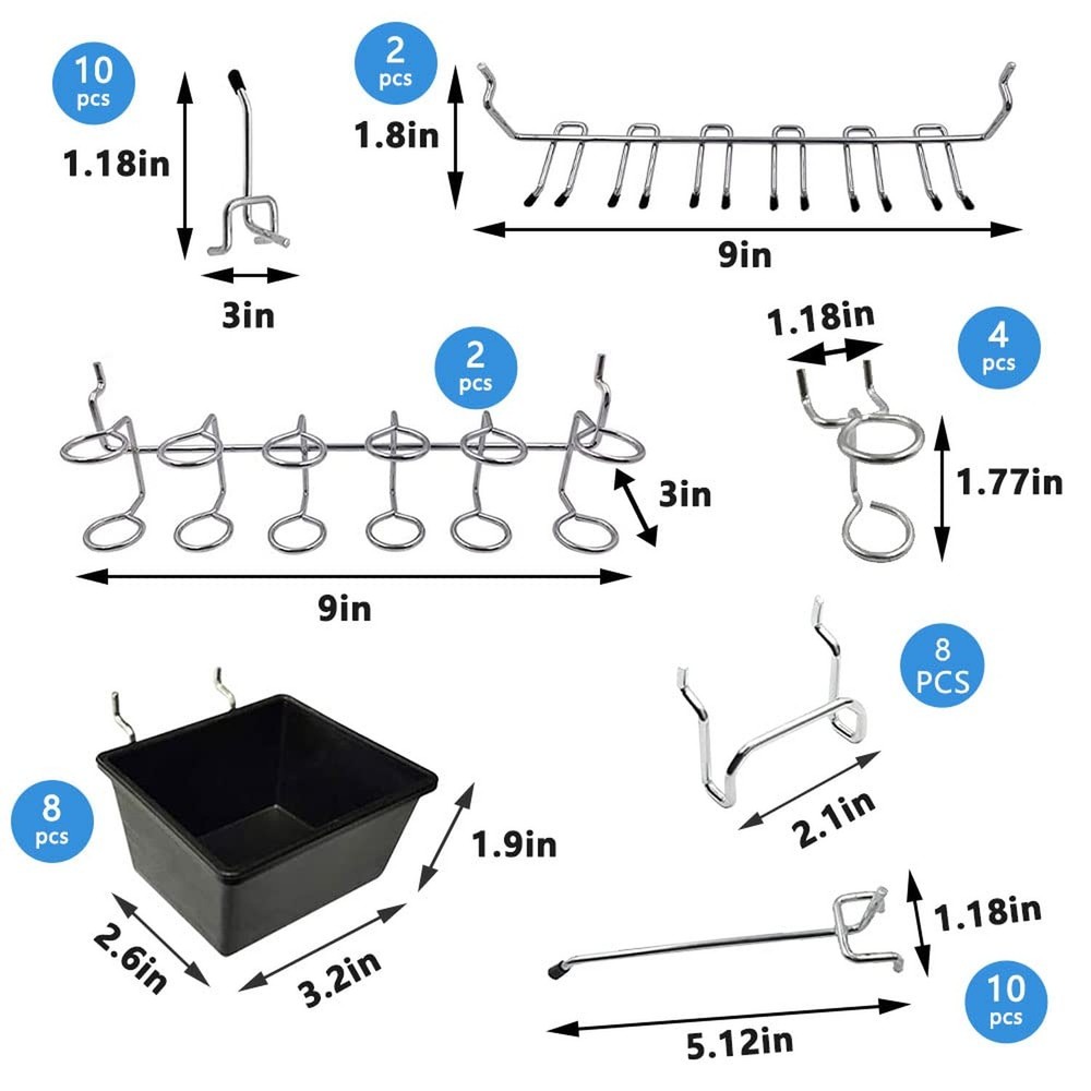 258PCS Pegboard Hooks, Pegboard Accessories Organizer Kit, Pegboard Set for T...