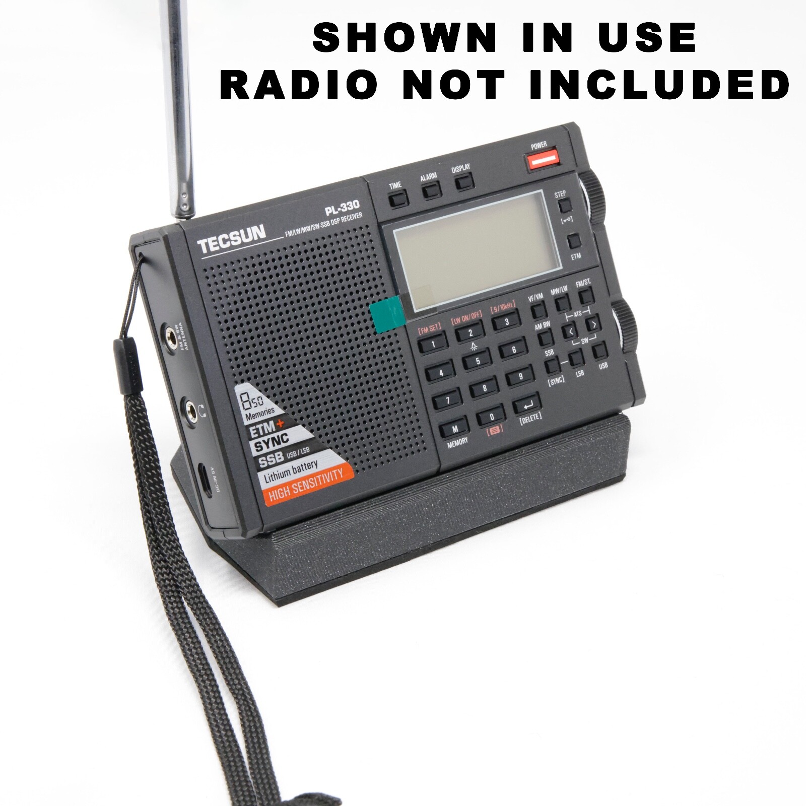 Angled Desk Stand for your own Tecsun PL330 Shortwave Radio with Grippy Base