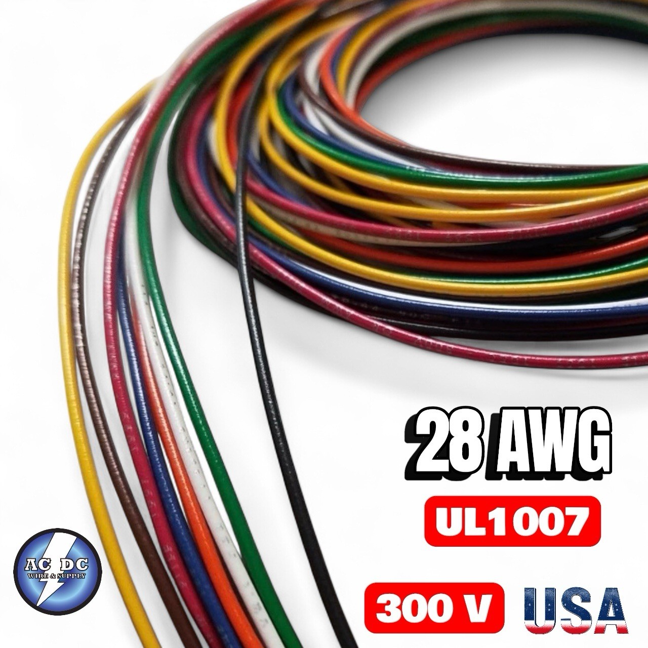 28 AWG Gauge Stranded Hook Up Wire Kit (5 ft) Ea 8 Color UL1007 300 Volt