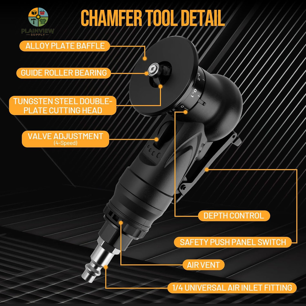 Pneumatic Chamfering Tool, Chamfer Tool with 6 C-Angle & 6 R-Angle Blades, Upgra