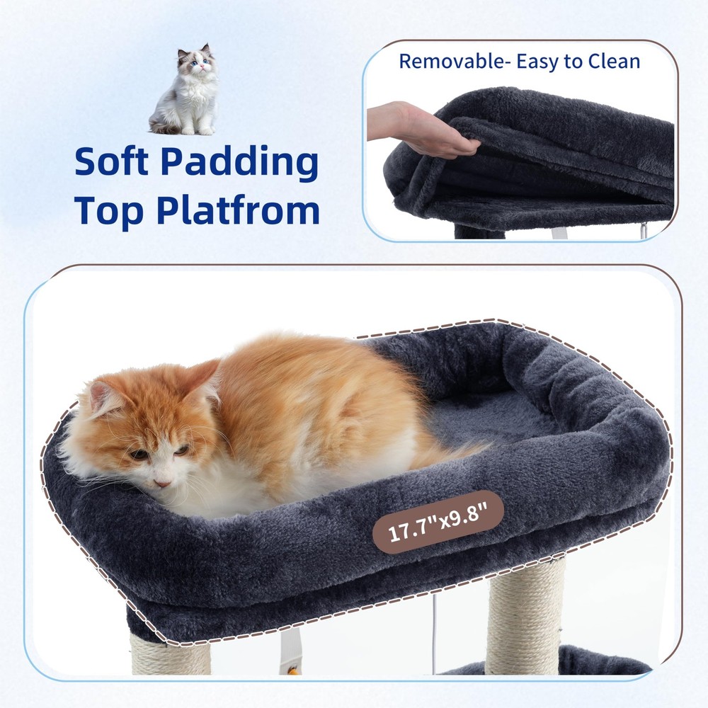 Indoor Cat Tree Tower with 7 Scratching Posts, Multi-Level Condo Play Area