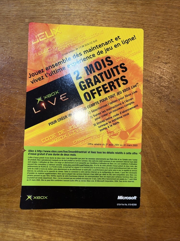 Original Xbox 2 Month Free Trial Xbox Live Subscription Code New Never Used