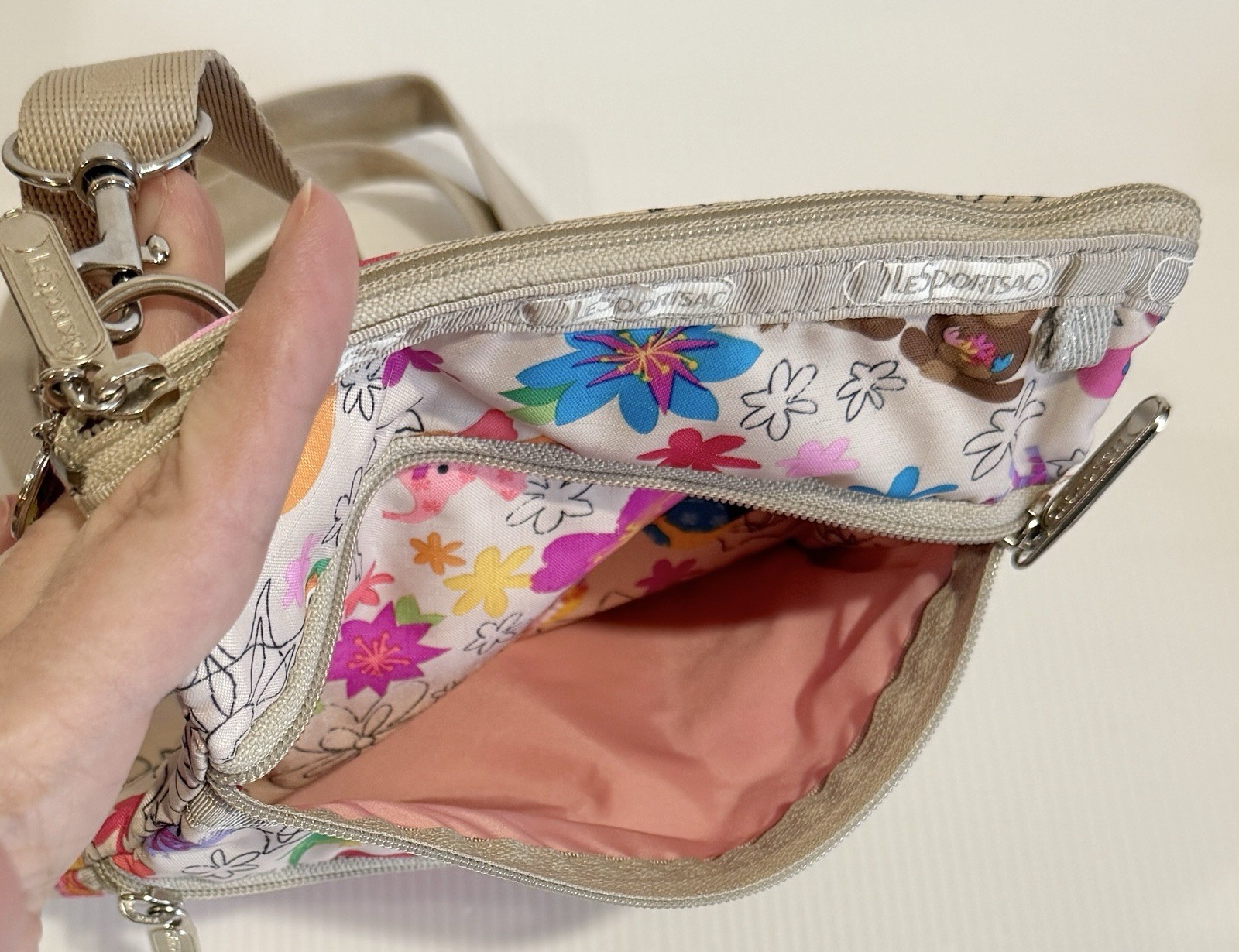 Disney LeSportsac It's A Small World Animal Print Zoo 3 ZIP Crossbody Bag