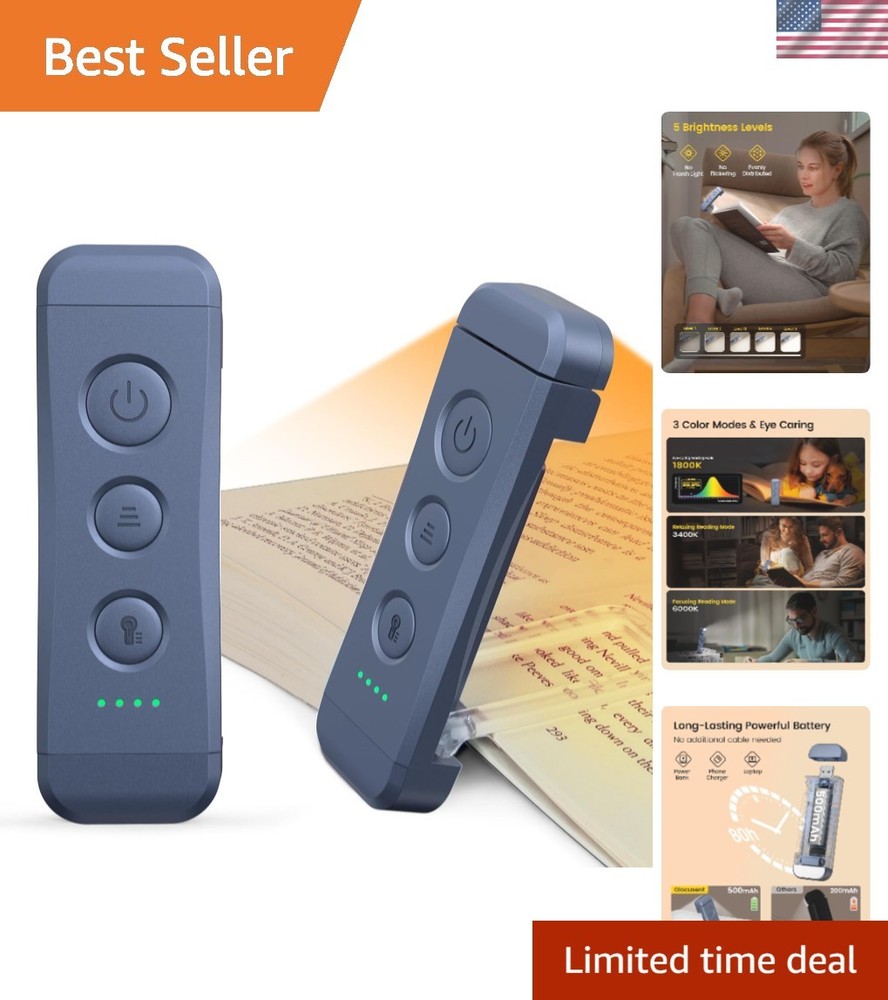 Compact USB Rechargeable Reading Light with 3 Amber Modes – Travel Friendly