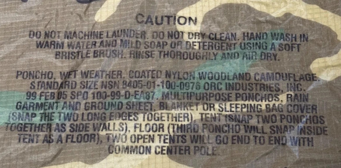 Genuine USGI US Army Wet Weather Poncho M81 Woodland Camo NWOT