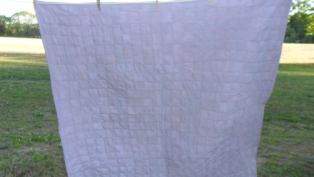 Hand Quilted Patchwork Lap Quilt Multicolored Pink & Red Roses