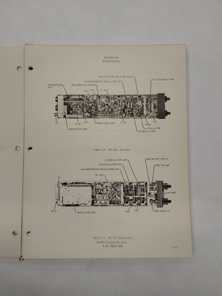 Bendix RT-221 Comm Receiver-Transmitter CNS-220 VHF Comm/Nav Maintenance Manual