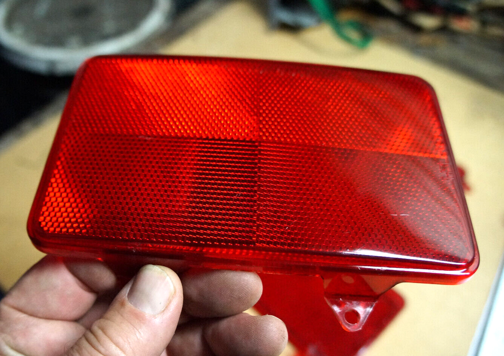 Pair (2): Tail Stop Light RED Lens - Rectangular 4-hole A76 GUIDE DOT 6.5" x 4"