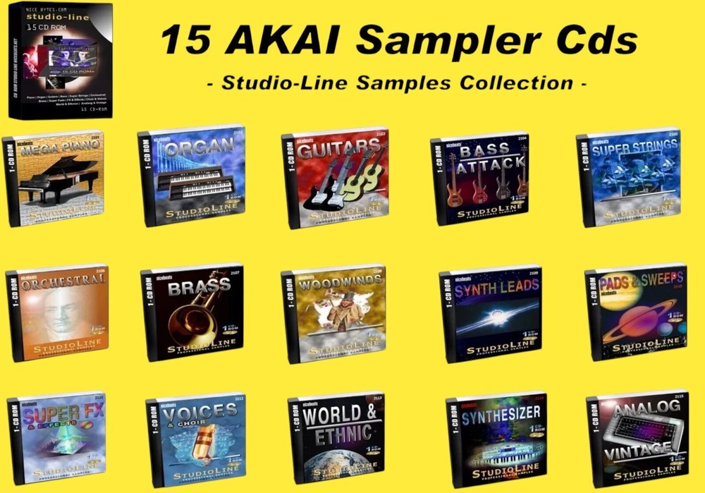 15 CDs AKAI Format Instrument Samples Library CDs for professional use