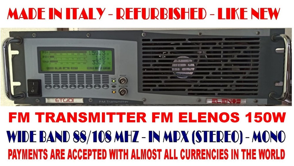 Broadcast Professional Transmitter FM  Elenos ETG 150W - 88-108 Mhz