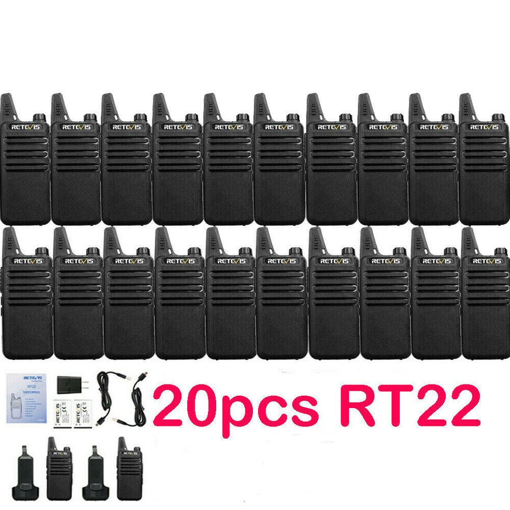 Retevis RT22 Walkie Talkie Radios Long Range FRS VOX For School/Hospital 20 Pack