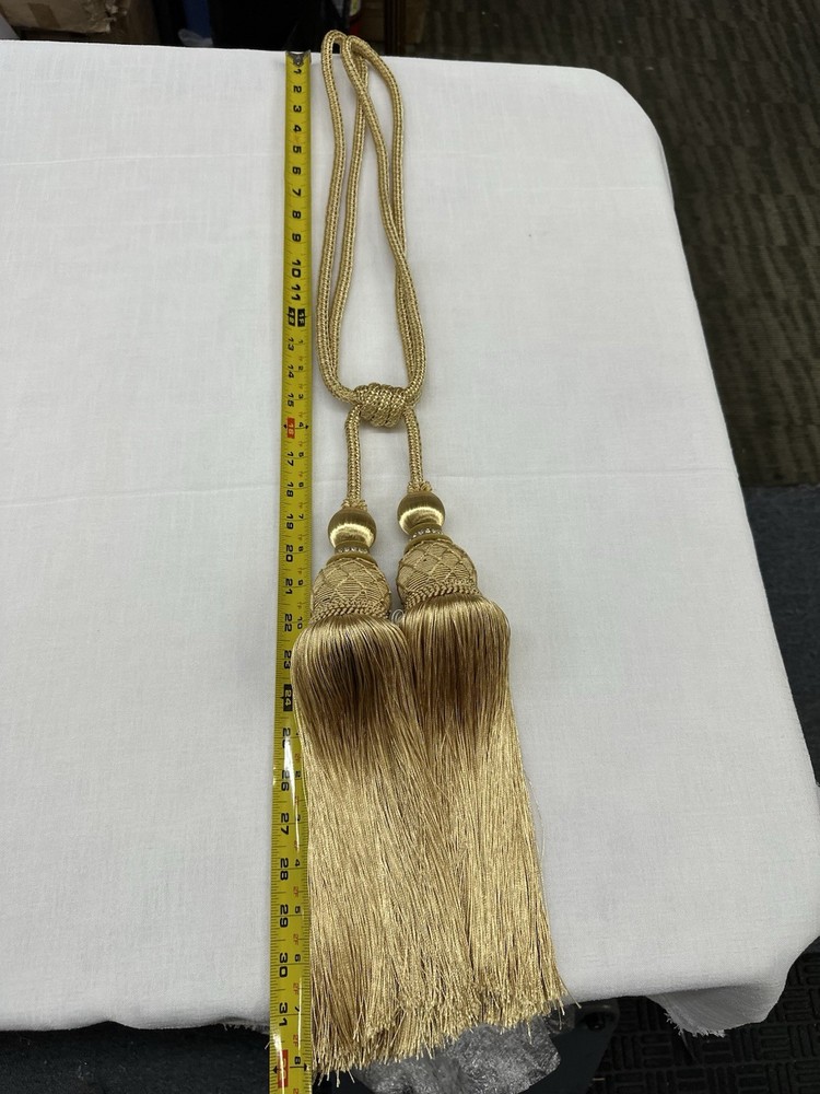 Drapery Curtain Tie Back Double Tassel Ivory