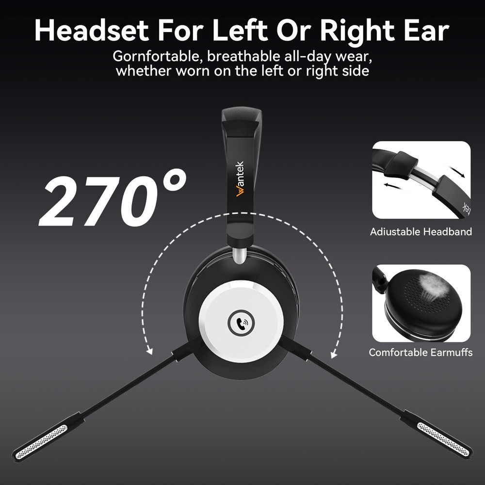Bluetooth Earpiece with Microphone USB Dongle Wireless Headset for PC/Phone