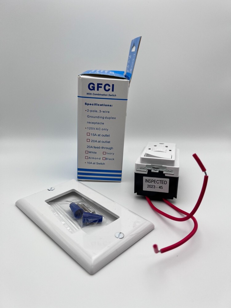 GFCI Combination Switch Tamper-Resistant Receptacle with LED Indicator, 15-Amp