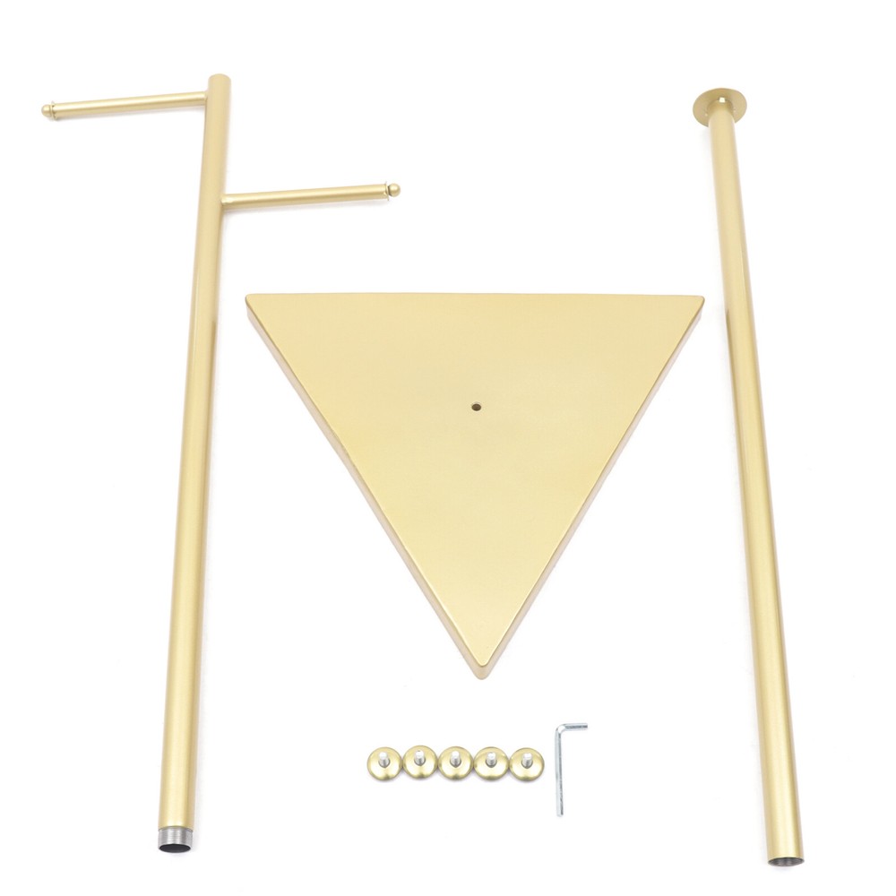 Industrial Tree Simple Design Gold Coat Rack w/ 2 Hooks&Triangular base f/ Hall