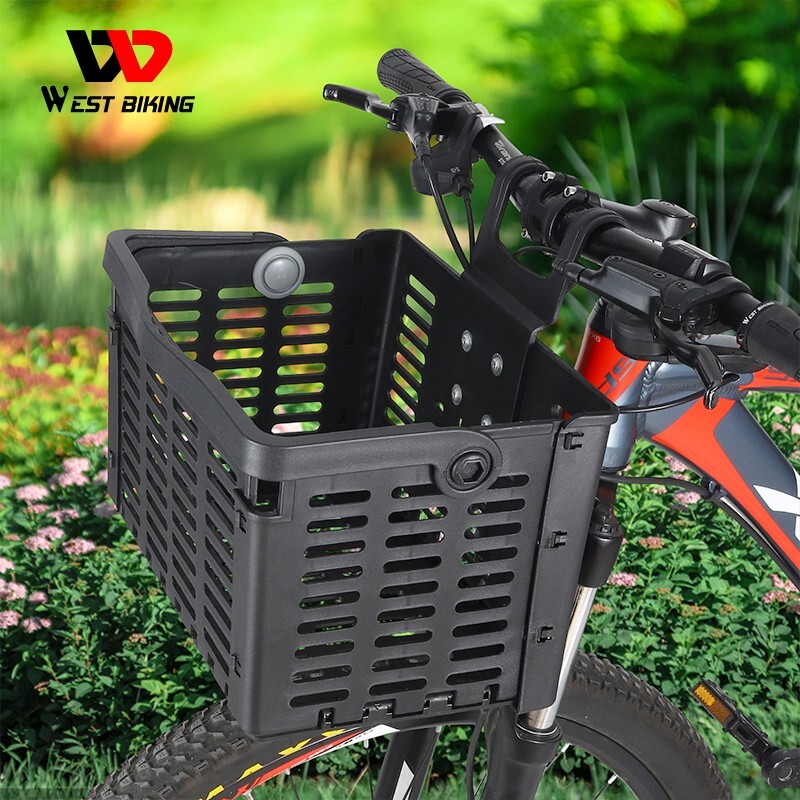 WEST BIKING Foldable Bike Front Handlebar Basket Bicycle Rack Pack Basket Black
