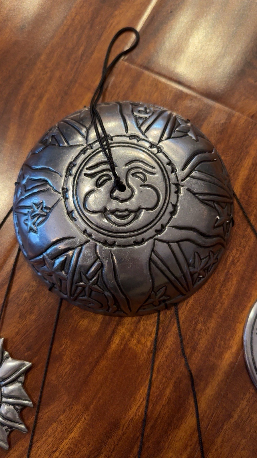 Pewter Metal Wind Chimes Celestial Sun&Moon 2000s Pier 1 Imports