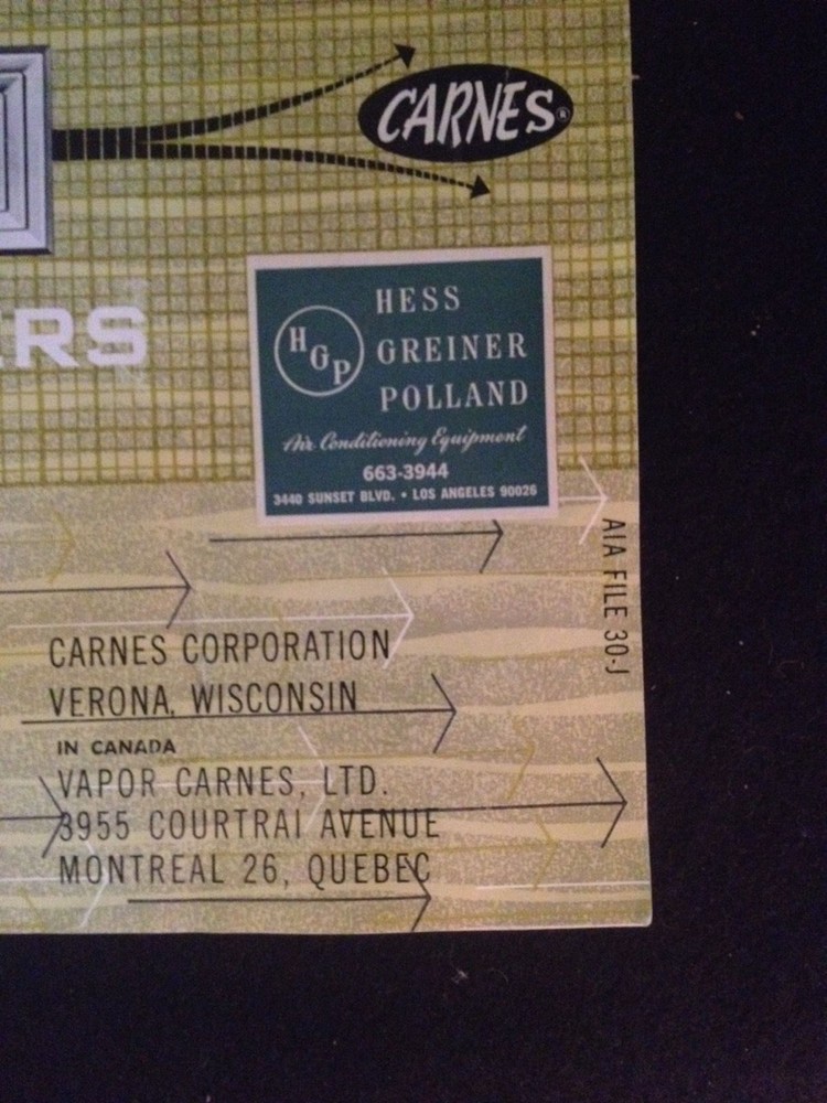 CARNES Square and Rectangular Air Diffusers Catalog D-7OF D-70F 1960's