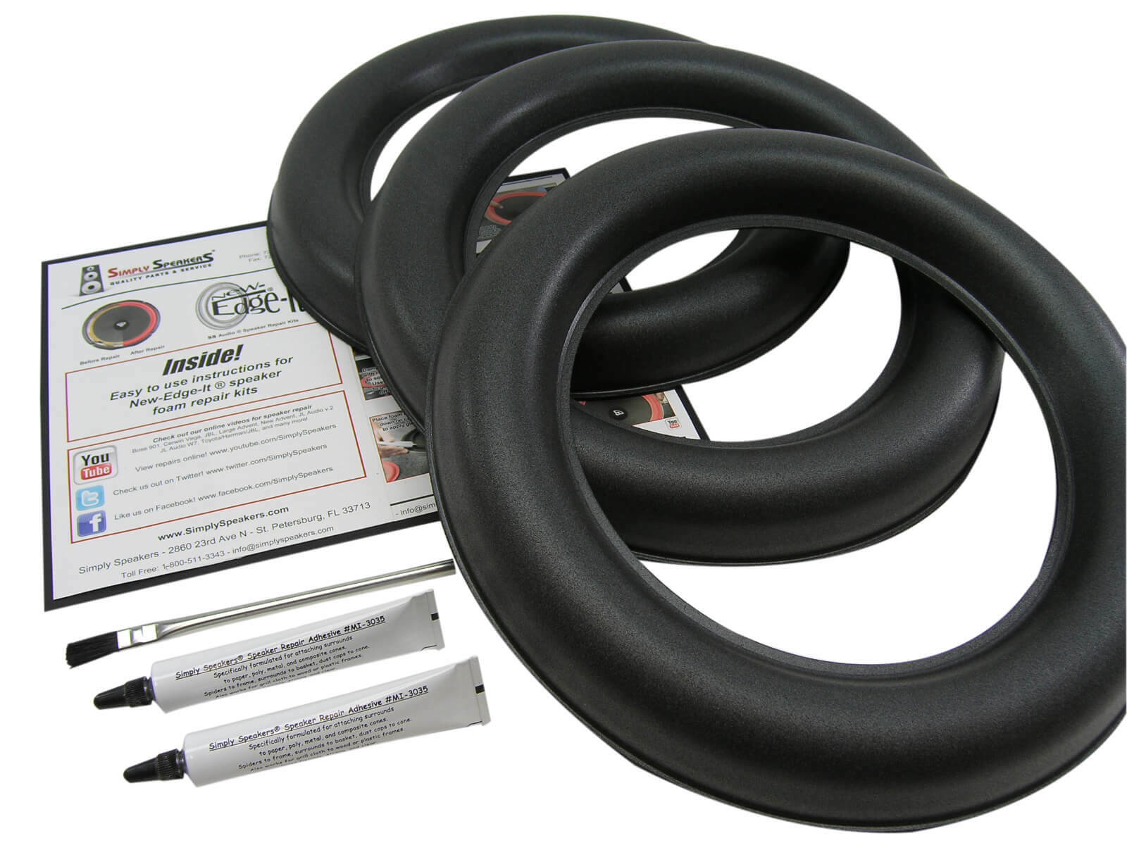 JL Audio 12W7-3 12W7 Subwoofer 12" Speaker 3-Pack Foam Edge Repair Kit (Triple)