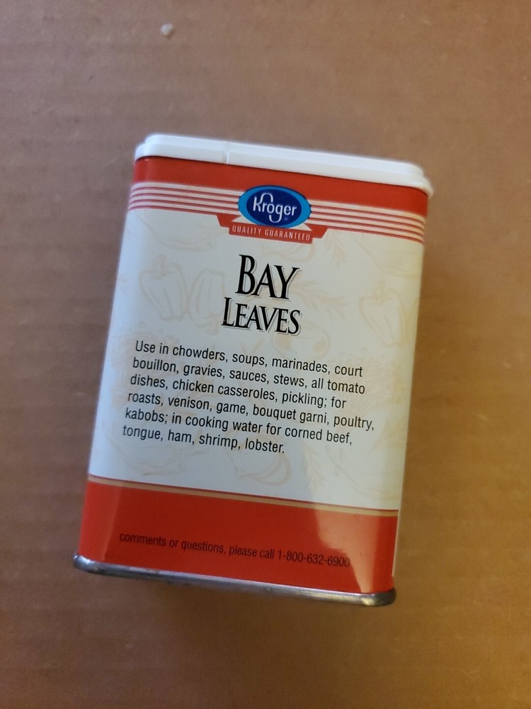 Kroger Bay Leaves Spice Tin, Empty D