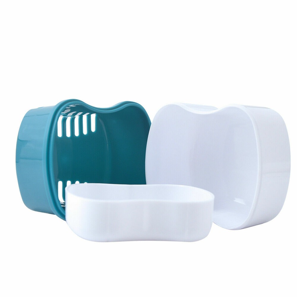 Denture False Teeth Box Bath Appliance Storage Case Rinsing Basket Container New