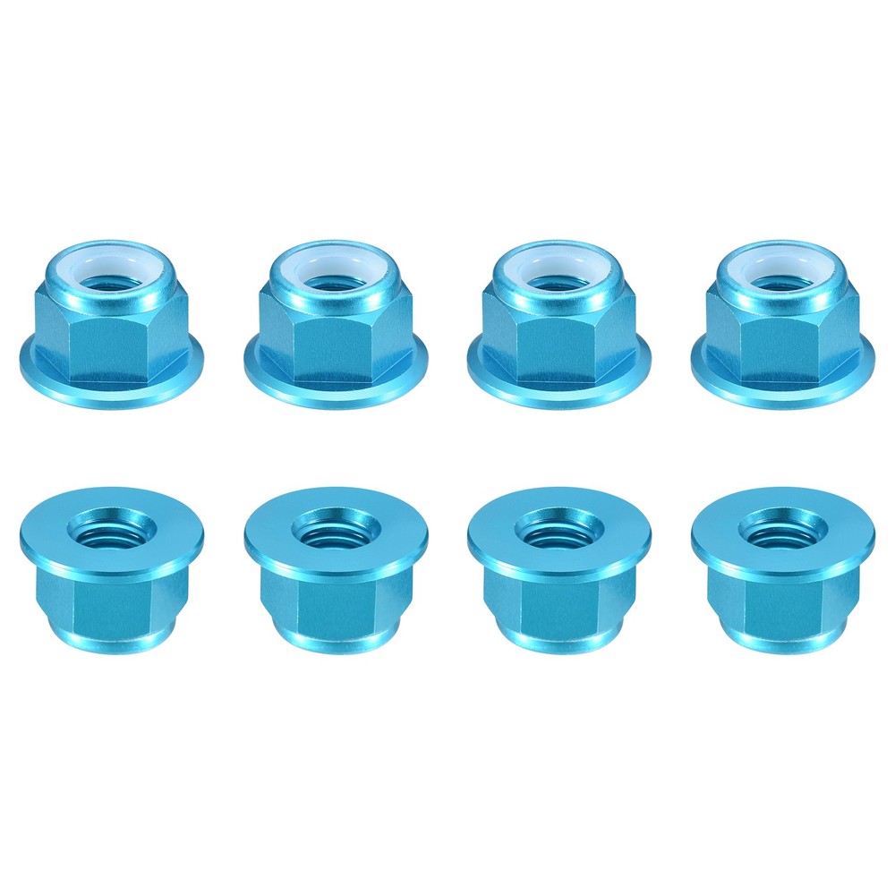 Nylon Insert Hex Lock Nuts, 8pcs - M8x1.25mm Self-Locking Nut(Sky Blue)