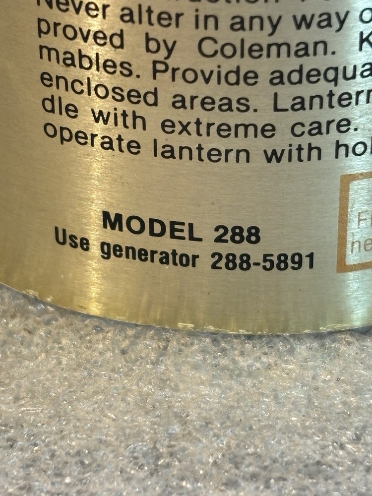 Coleman 288 CL2 Lantern Gold Toned Collar Frame Base Rest