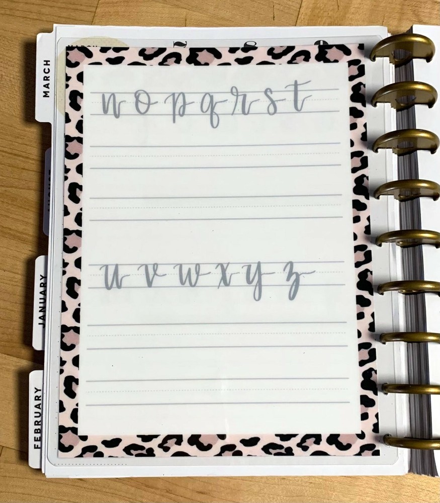 Lettering Handwriting (Wild) Practice Dashboard for use with Happy Planner