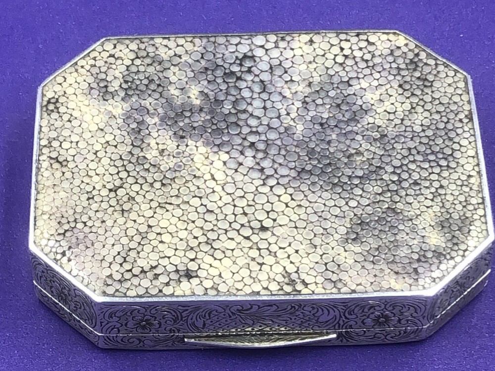 Austrian sterling silver and shagreen snuff box