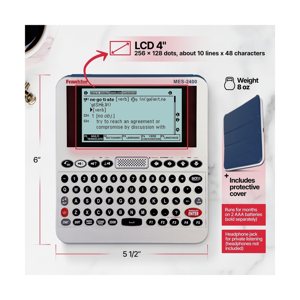 Franklin MES-2400 Digital Talking Dictionary, Multi-Language Translator, Talk...