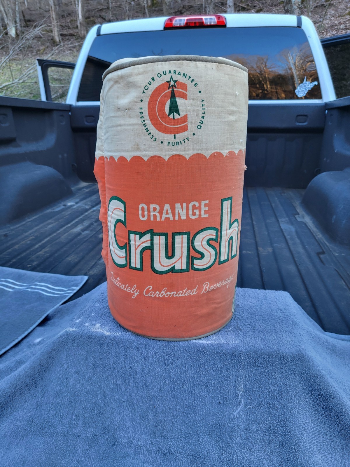 Orange Crush Pillow Can Advertising Sign, NOT FLANGE.