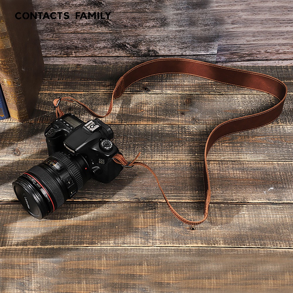 Camera Shoulder Strap Neck Strap Adjustable Brown Premium Leather for DSLR SLR