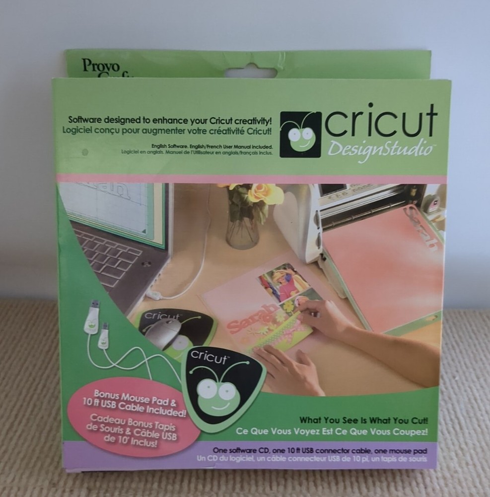 Provo Craft Cricut Design Studios Software USB Cable Mousepad CD Open Box