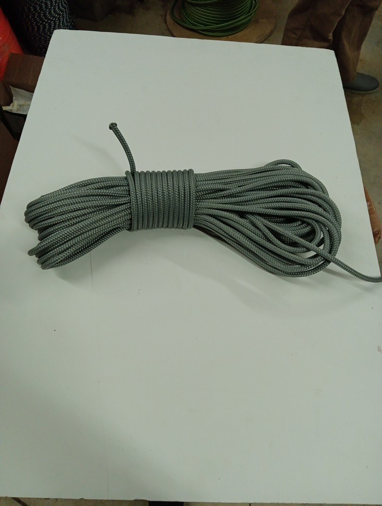 7 mm x 100 ft. Double Braid Firm polyester rope. Light Gray