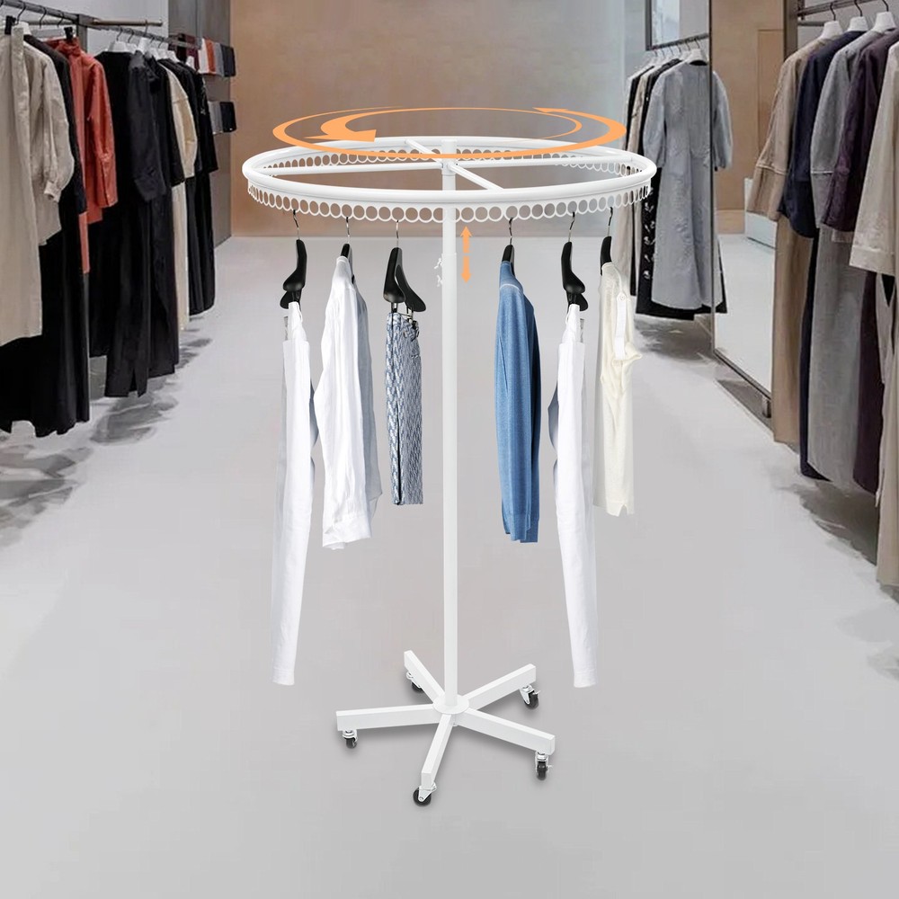 Rotatable Round Clothes Rack - Adjustable Height, Sturdy & Stylish Design