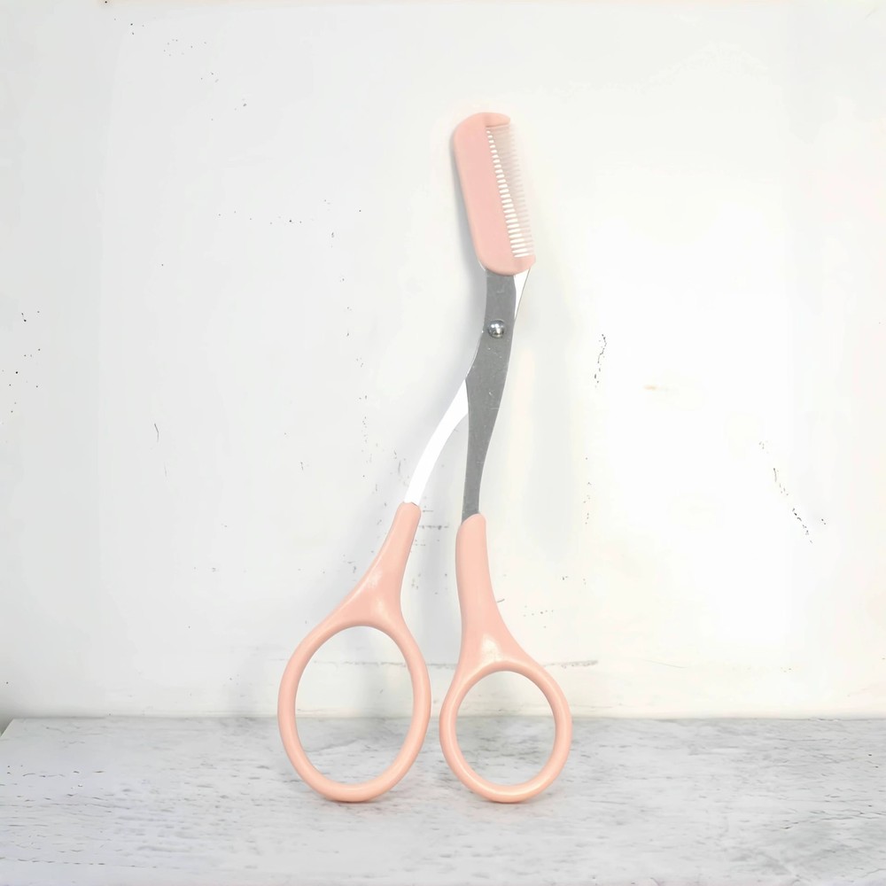 Pink Eyebrow Shaping Scissors with Comb Accessory Cosmetic Grooming Makeup Tool