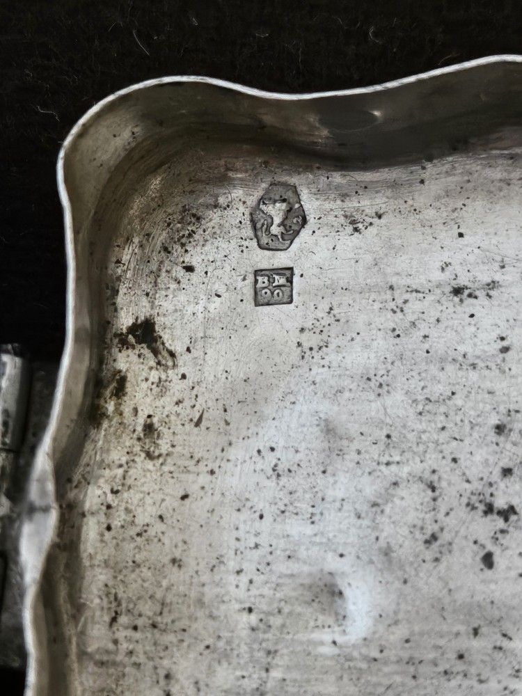 Beautiful Antique Solid 90 Silver Dutch Snuff Box Hallmarked 90 Minerva Head