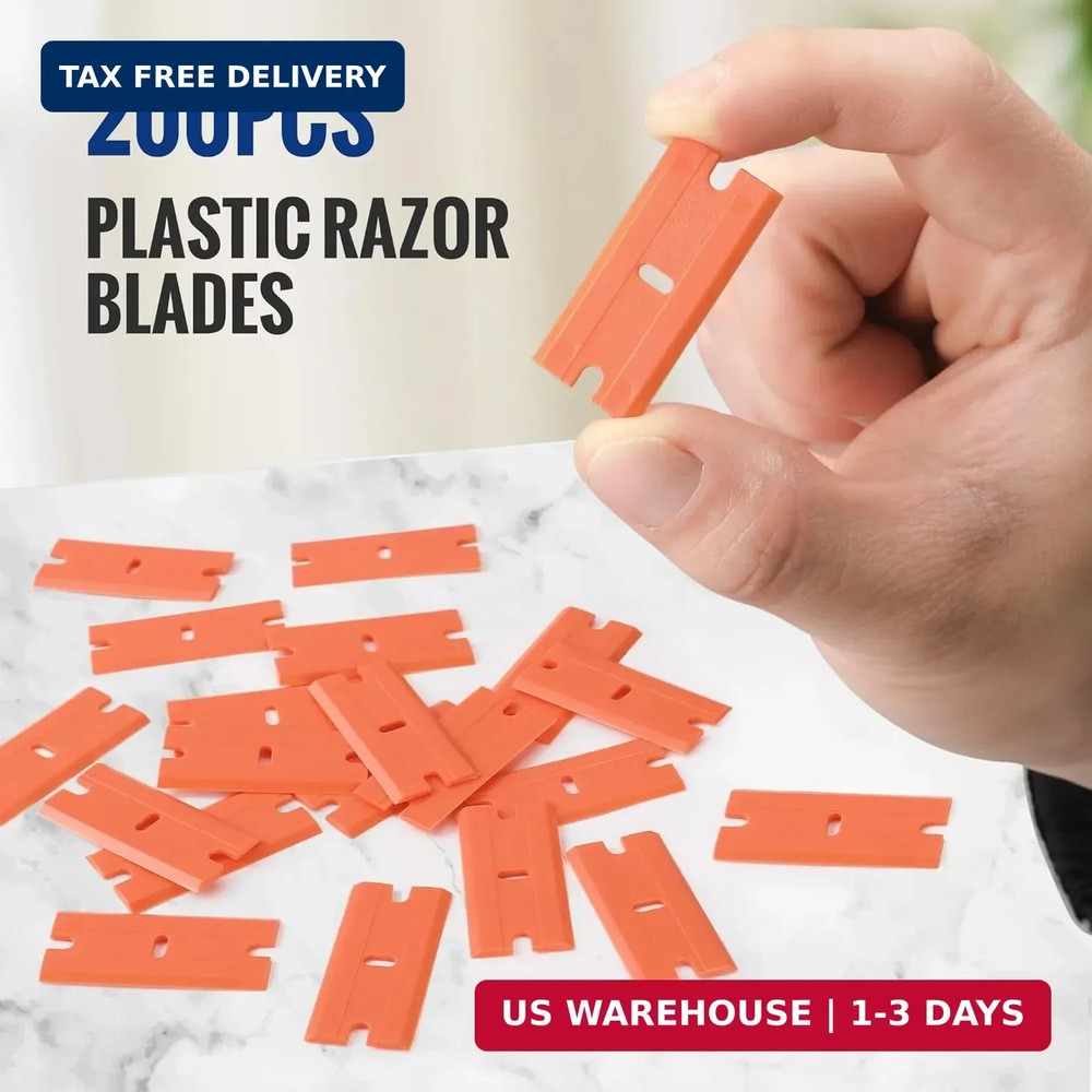 WORKPRO 200 Pack Plastic Razor Blades, Double Edged Scraper Blades, Safety Razor