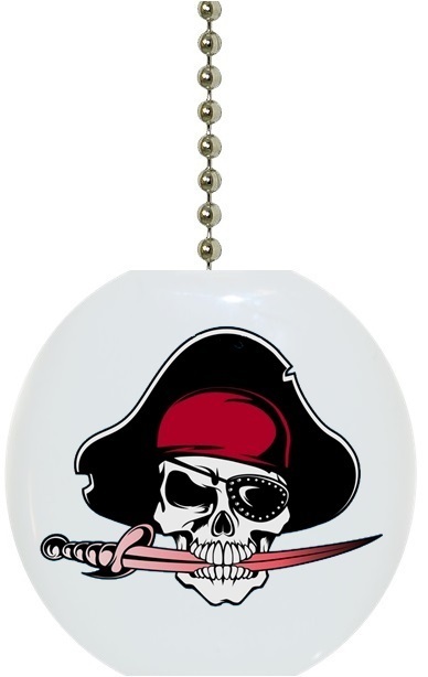 Jolly Roger Pirate Solid CERAMIC Ceiling Fan Light Lamp Pull