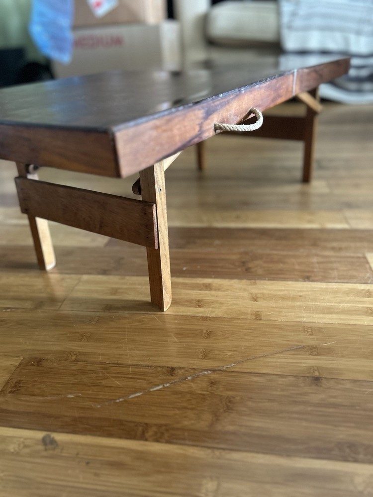 Small Antique Wood Folding Table 34”Collapsible