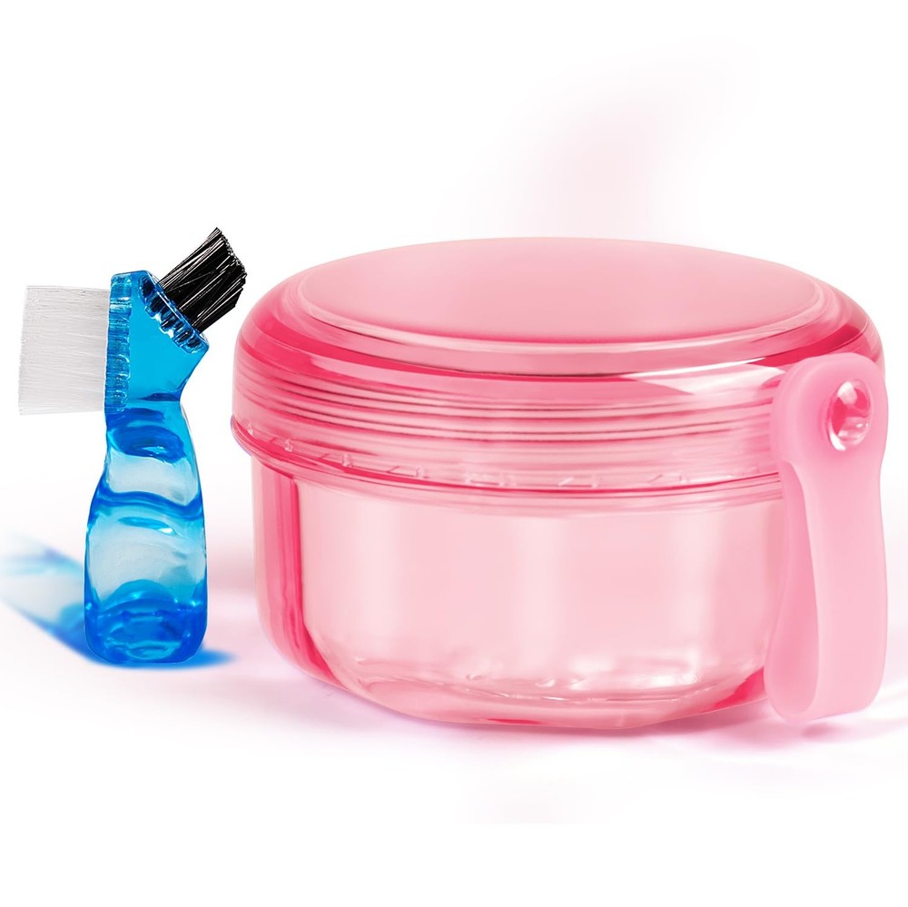 No Leak & Non-Slip Partial Denture Case Retainer Bath Box Cup, Denture Soaking C