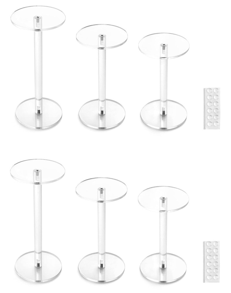 Round Acrylic Display Stands, 2 Sets Clear round Riser Stands