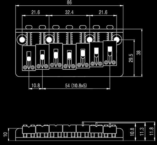 Guitar Parts 7-String FIXED HARDTAIL BRIDGE - CHROME