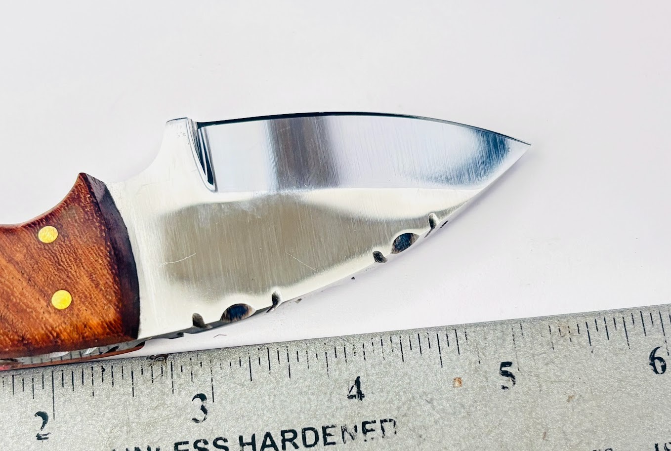 Small Skinning Knife Mirror Finished Blade 6" Fixed Blade Knife & Leather Sheath