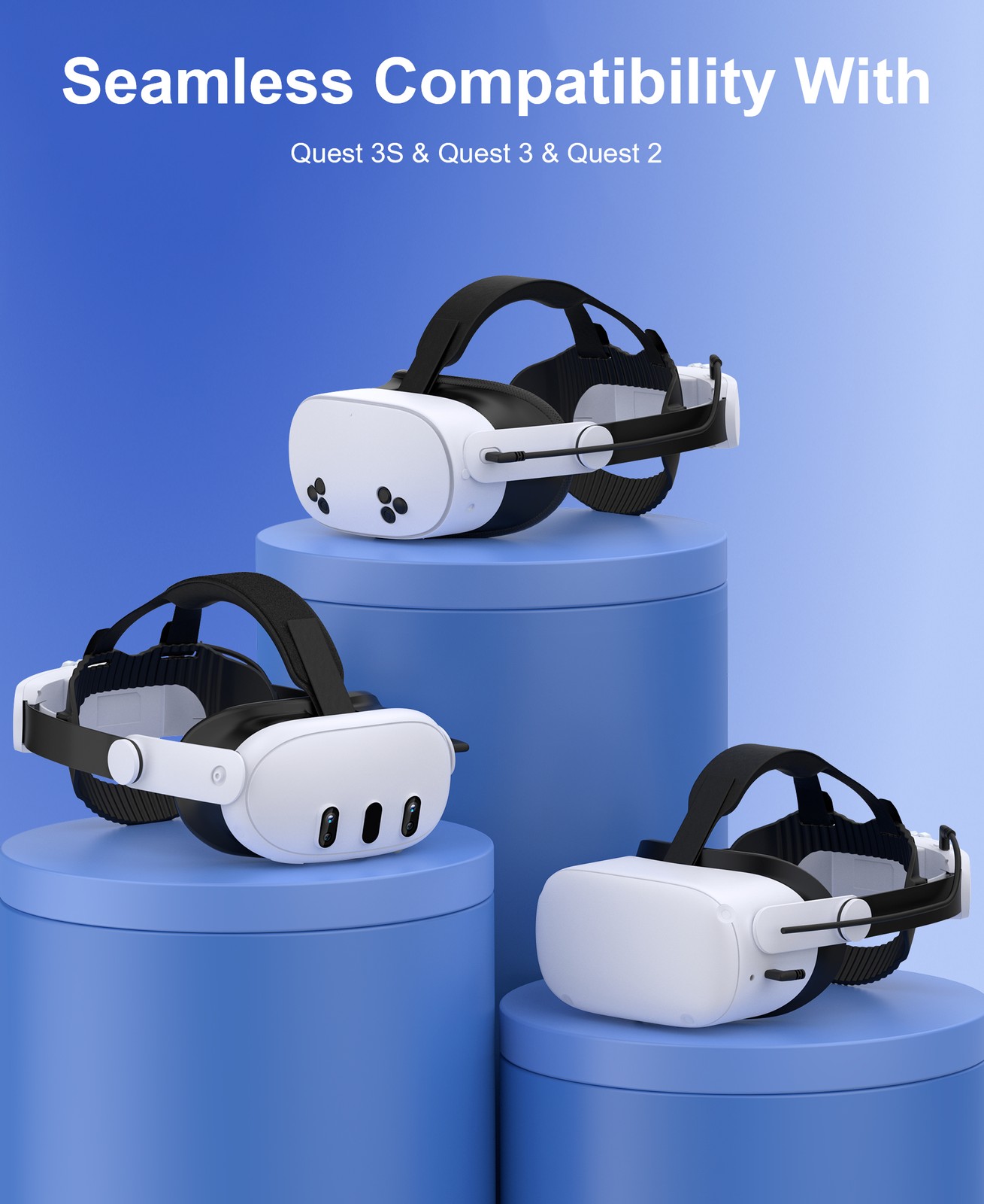 Head Strap with 10000mAh Battery Pack for Meta Quest 3S/Quest 2/3, VR Headset