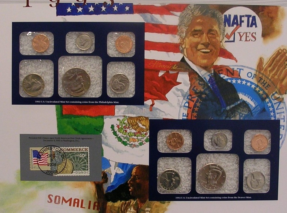 1993 Uncirculated Mint Sets - Postal Commemorative Society Coin & Stamp Panel