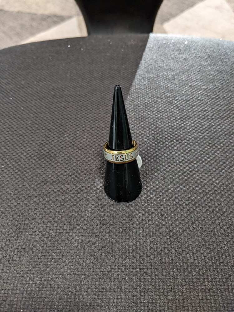 Jesus Cross New Two Toned 8mm Embossed Ring
