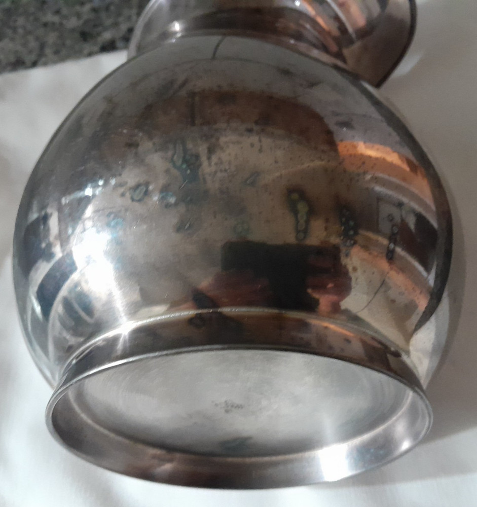 Vtg Poole Silver Co Silver Plate Water Pitcher With Ice Guard #1276 Monogrammed