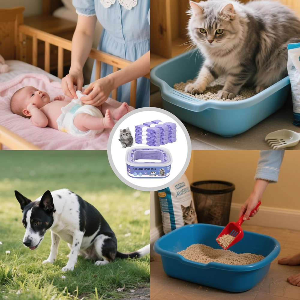 12 Pack Cat Litter Refills Compatible Genie Bag Enhanced Odor Control Includes