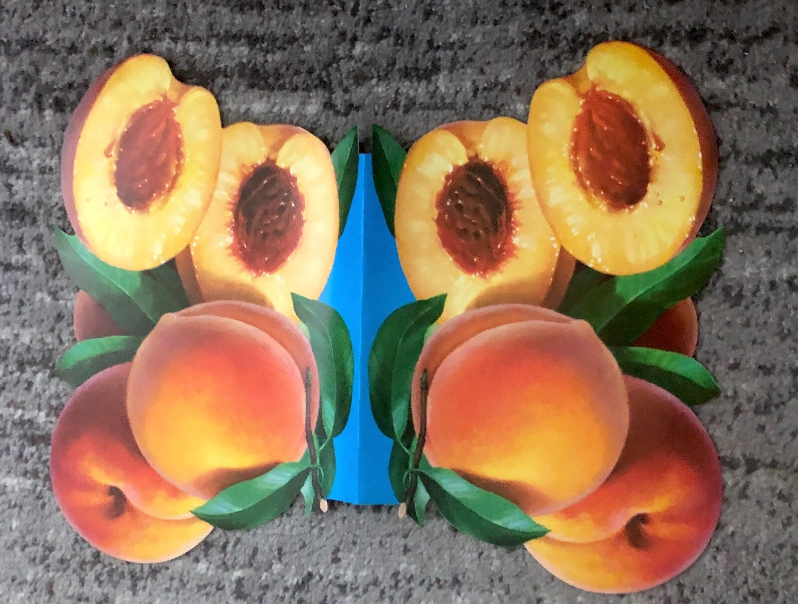 Vintage 1950s Peach Fruit Sign | Original Paper Grocery Store Poster NOS Old